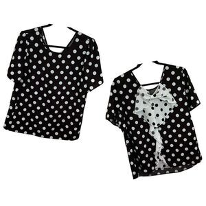 Polka Dot Bow-Back Blouse Top XL